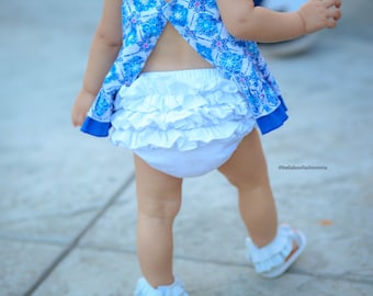 Baby Bloomers, White Ruffle Back Baby Bloomer, White Baby Bloomers, White Diaper Cover, Baby Diaper Covers, Cotton Baby Bloomers, 2221