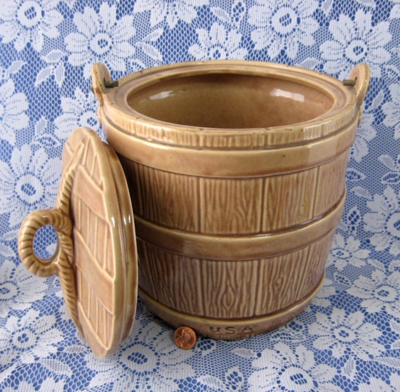 McCoy Oaken Bucket Cookie Jar With Bail 1960s by RuthsBargains