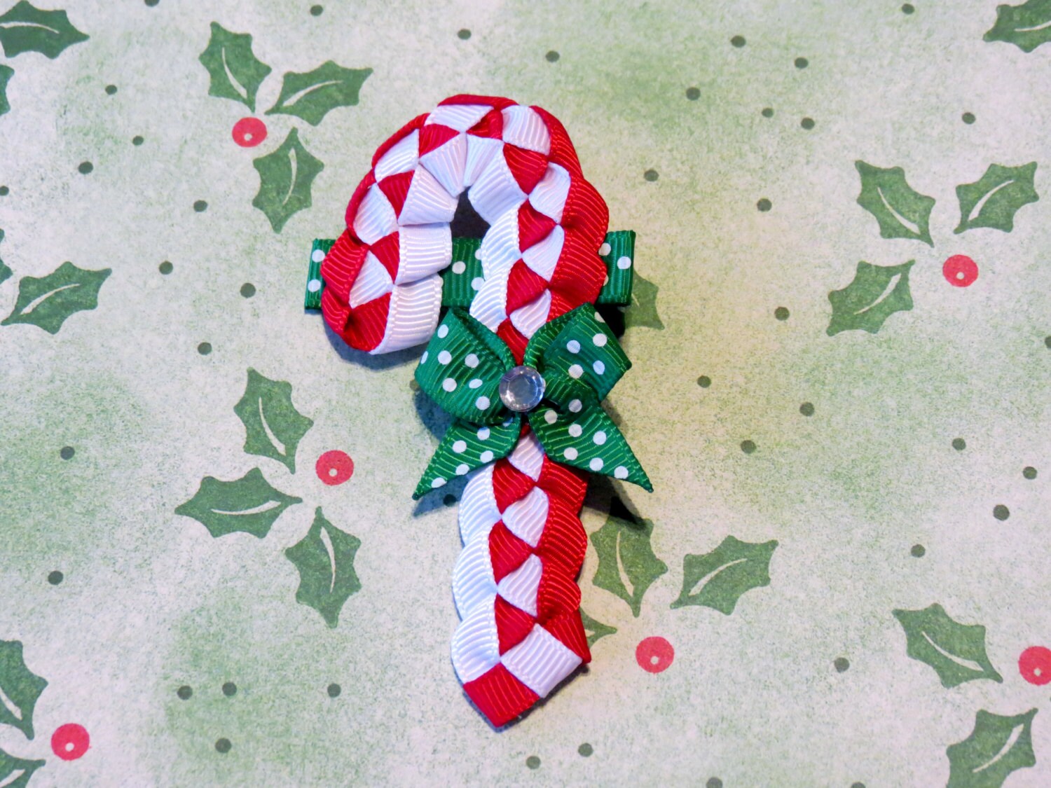 Candy Cane Hair Bow Hair Clip for Christmas and by