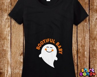 Bootiful Baby Halloween Maternity T shirt Pregnancy Mom Expecting Cute Gift For Her Shower Pregnant Infant Birth Ghost Humor Joke Spooky Tee