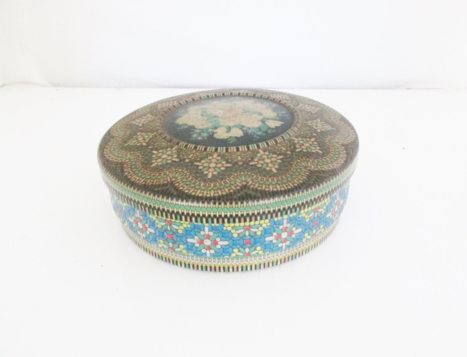 Vintage Tin Embossed Tin Made in Holland Jewelry Box Storage Box