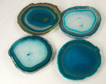 Ocean Teal Aqua Marine Agate Coasters