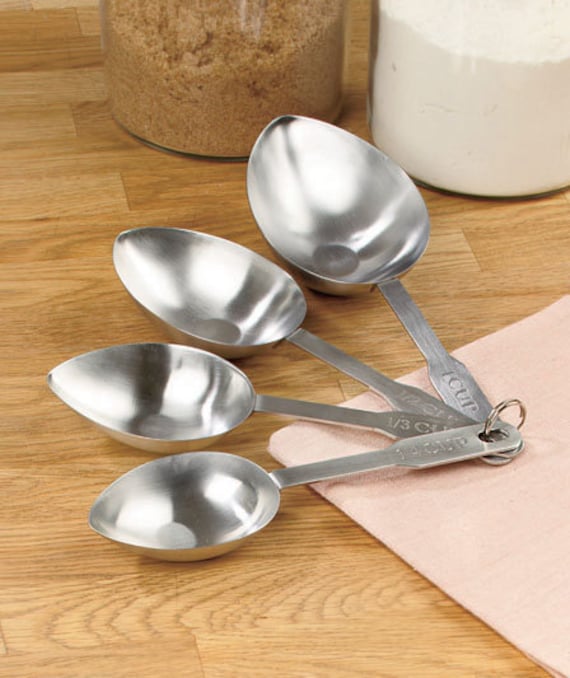 Cup Size Measuring Spoons Stainless Steel 4 Piece Set Great