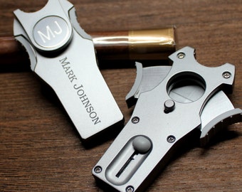 5 in 1 Golf Divot Tool with Ball Marker and Cigar Cutter: Silver Gentleman's Vice - Personalized Groomsmen Gift, for Him, Men, Birthday