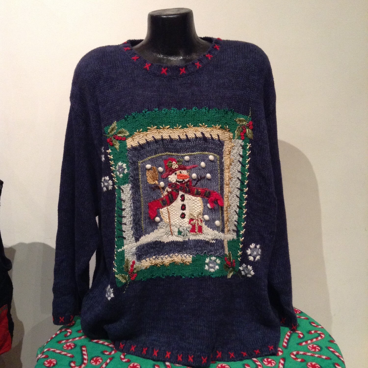 vintage ugly awesome christmas sweater Snowman womens 2XL or