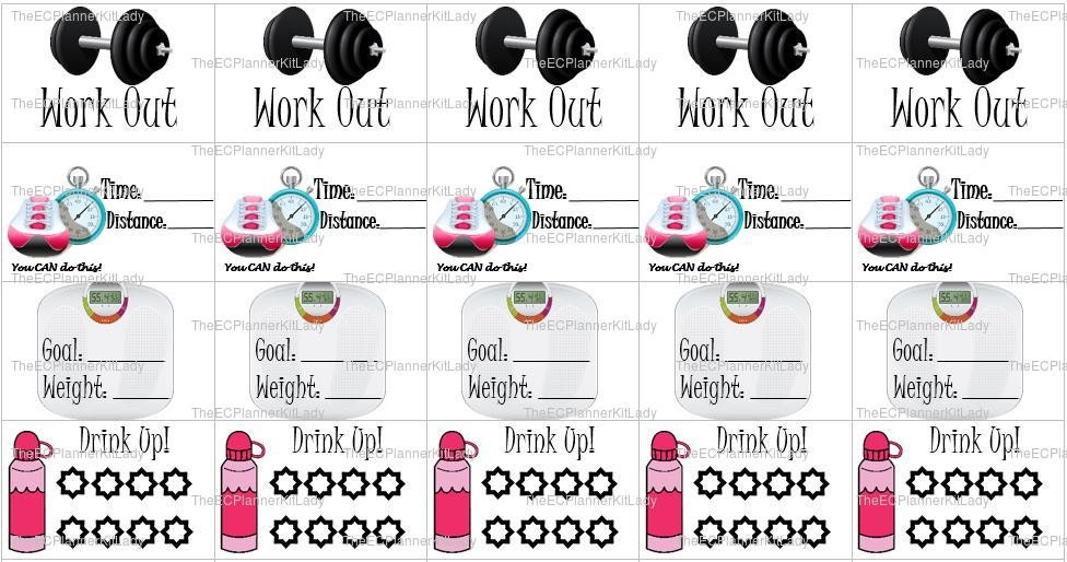 Printable Planner Stickers Weight Loss Set Digital