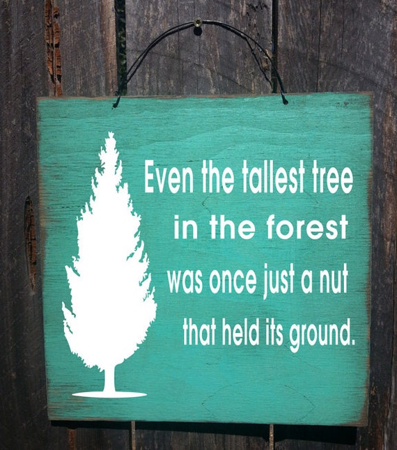 even the tallest tree was once just a nut, inspirational sign, rustic sign, motivational decor,tree sign, nature decor, inspirational gift