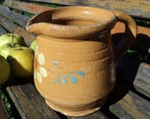 French Alsatian Shabby Chic Small Pitcher Glazed Pottery, French Jug, Sandstone, Earthenware, French Farmhouse, Rustic Decor, Primitive Pot