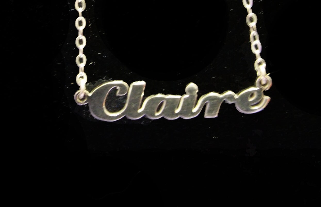 Claire sterling silver necklace by WireNameART on Etsy