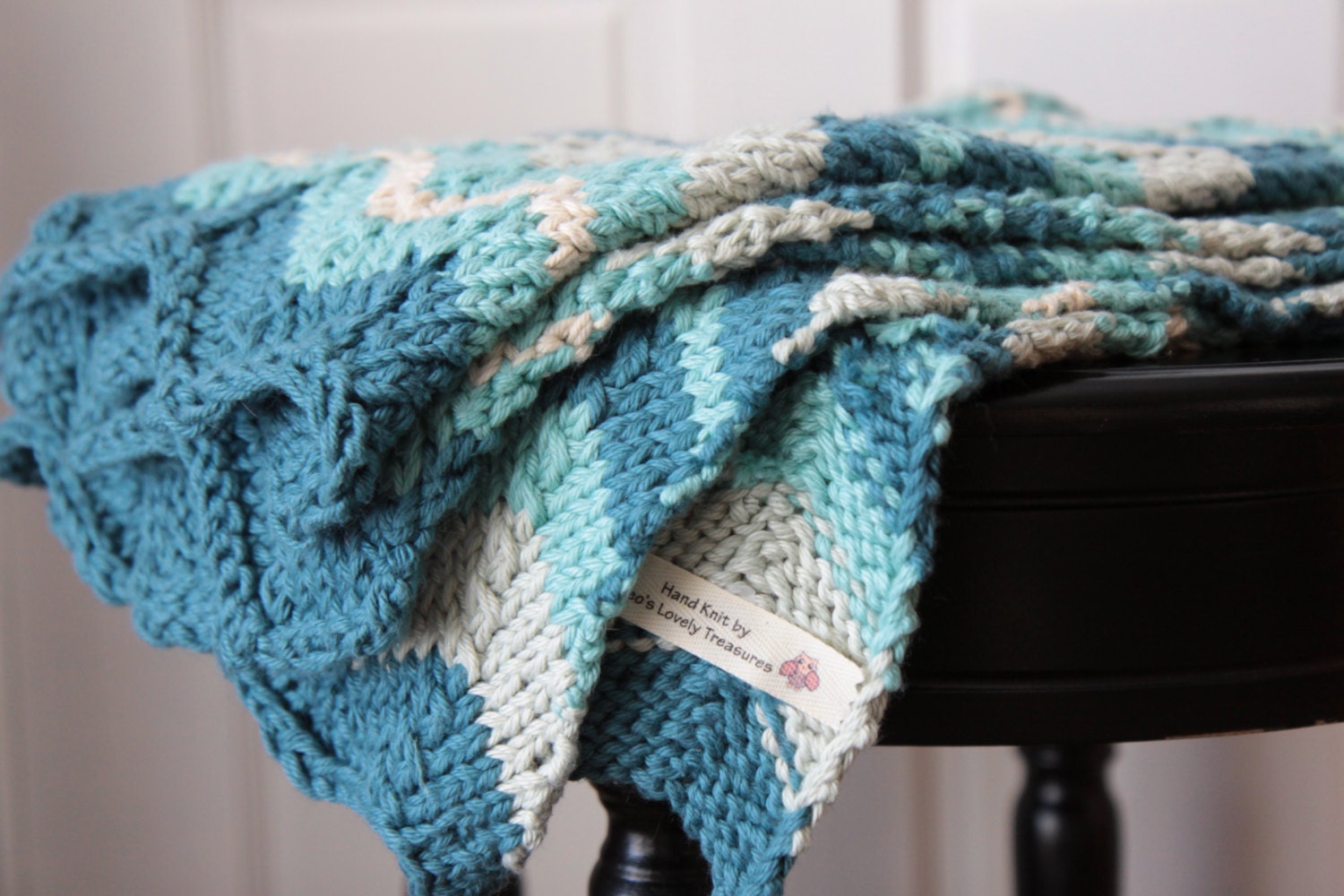 Chevron Baby Blanket / Blue Chevron Blanket by LeosLovelyTreasures