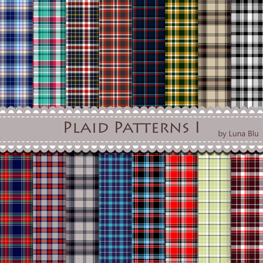 Plaid Digital Paper: Plaid Patterns scrapbooking by Lunabludesign