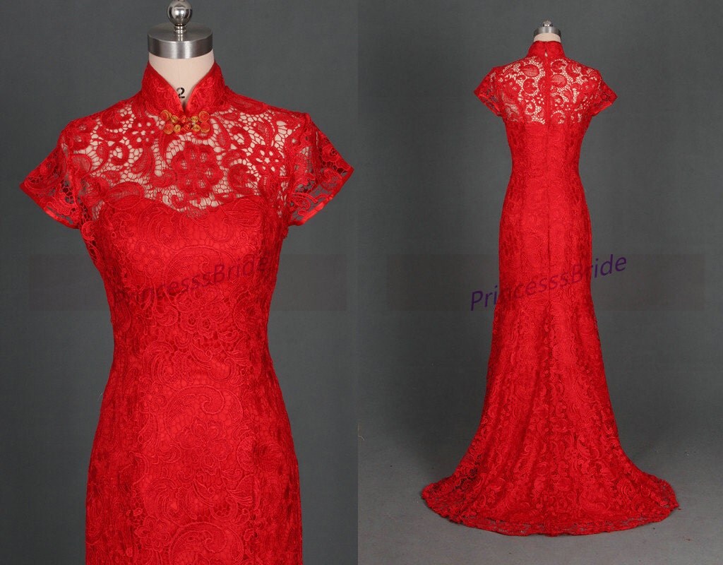 chinese collar gown