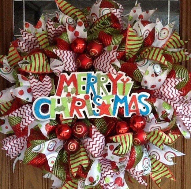 Merry Christmas mesh wreath, Christmas mesh wreath, Christmas wreath, Merry Christmas wreath
