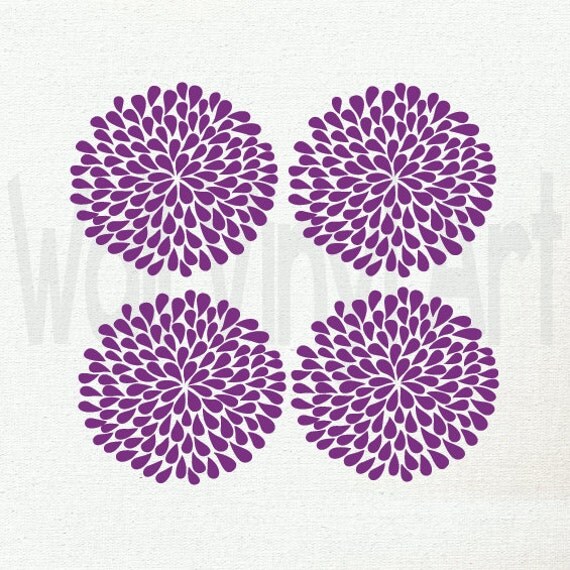 Set of 4 Dahlia flower decals Vinyl Decal Wall Art Wall
