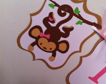 Monkey themed It's a Girl baby shower banner