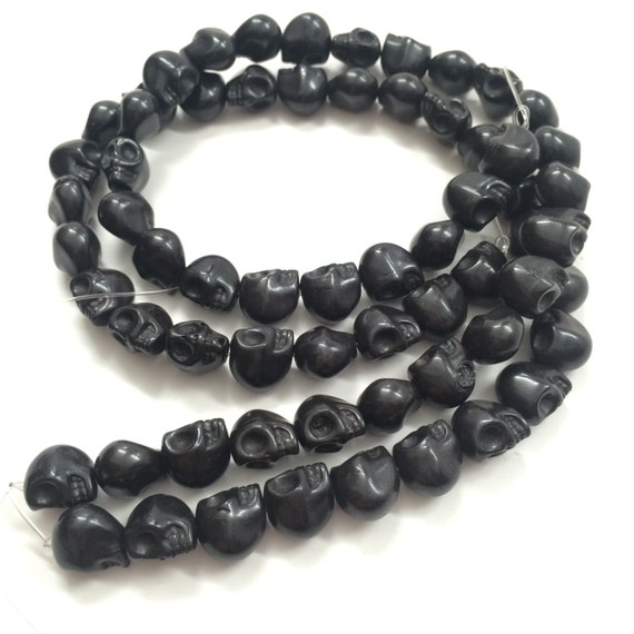Black Howlite Skulls 12mm x 10mm 100 beads Loose