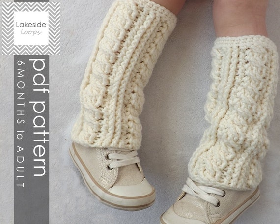 child pattern leg crochet warmers Lakeside Boot Leg and Cable Crochet Cuffs by Lennon Pattern Warmers