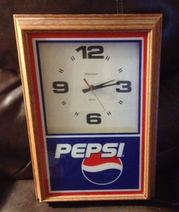 Vintage Pepsi Wood Wall Clock Hanover Quartz Working