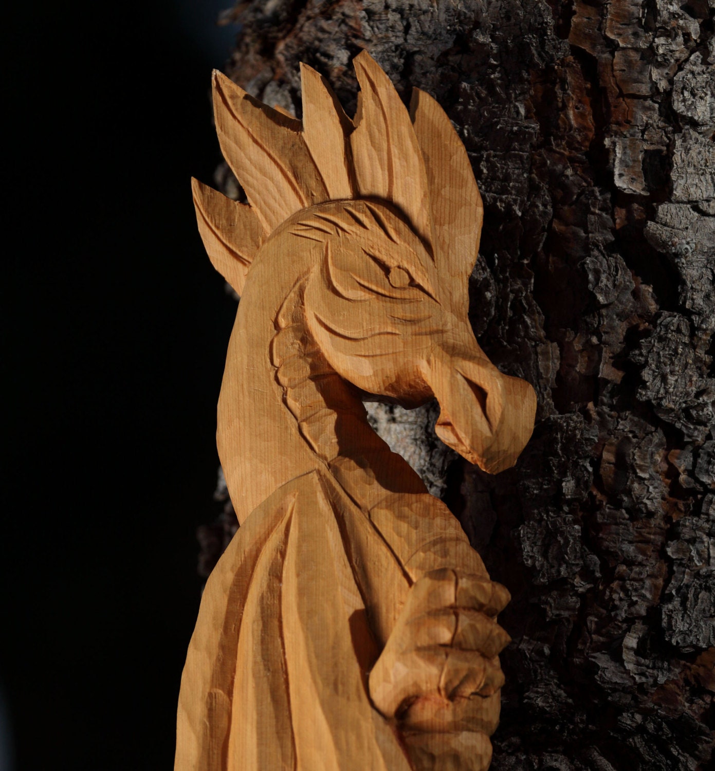 Hand-Carved Dragon Walking Stick Smaug / by MKWoodcarving on Etsy