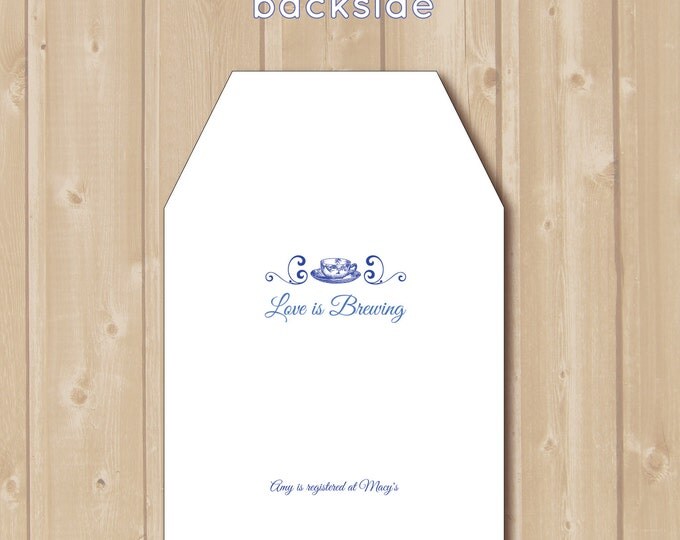 Bridal Tea invitation. High Tea traditional tea bag invitation printable. DIY Briday Tea invitation.