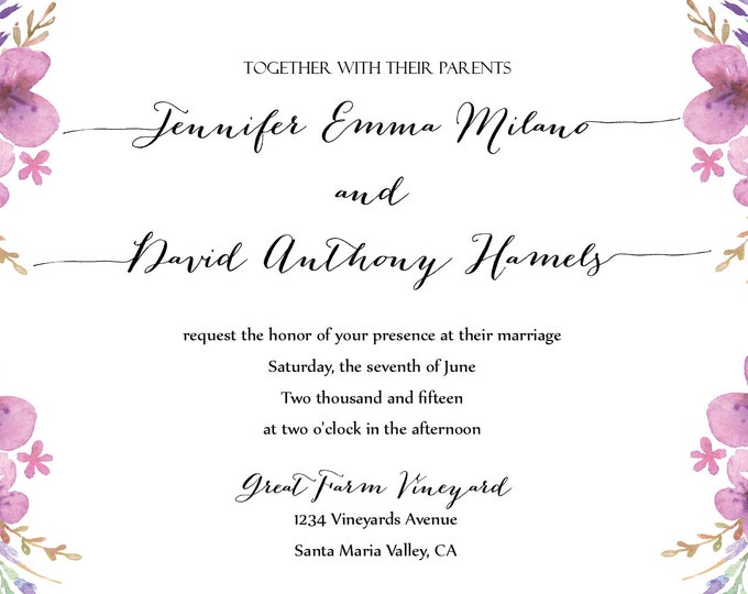 Floral Wedding Invitation, Wedding RSVP card, Wedding set, Marriage DIY Personalized, Vintage,floral. Printable wedding invitation