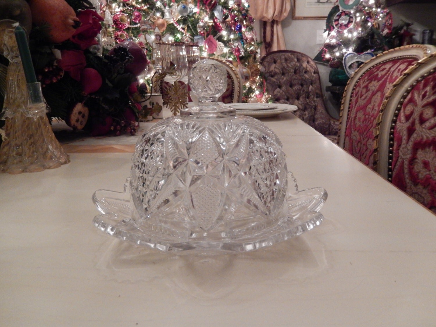 CRYSTAL BUTTER DISH with Lid
