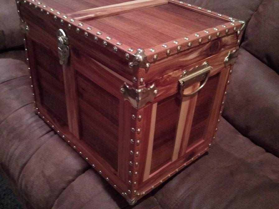 Small cedar chest steamer trunk brass hardware by WoodNGoodies