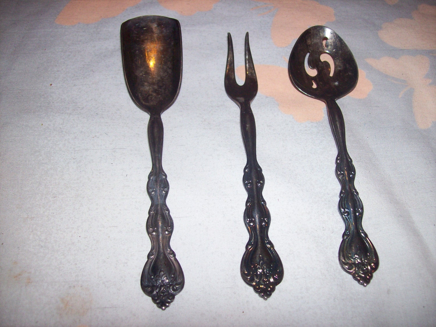 Vintage International Silverplate Sugar Spoons and Olive Pickle Fork