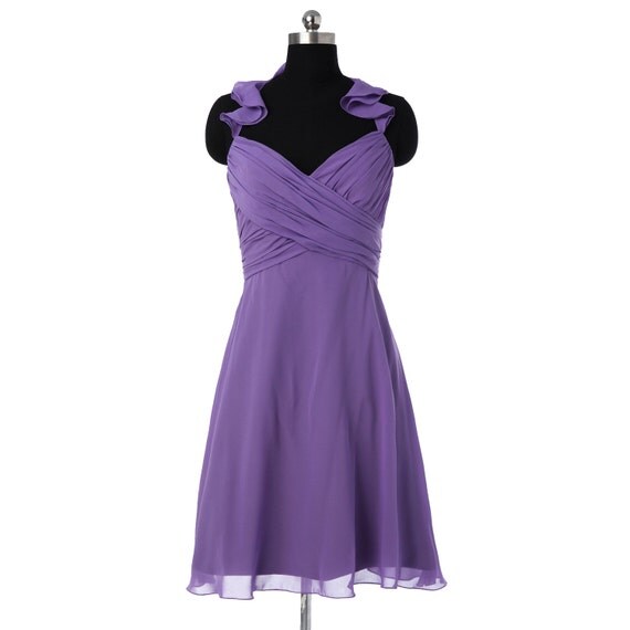 purple Bridesmaid Dress short Chiffon Dress by StarCustomDress