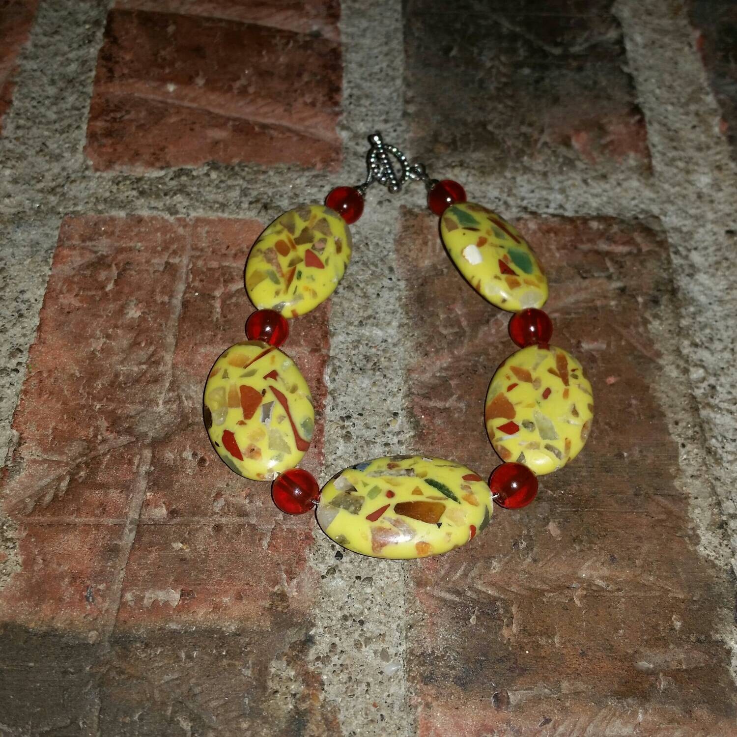 Yellow stone bracelet confetti stone different by AddieQtique