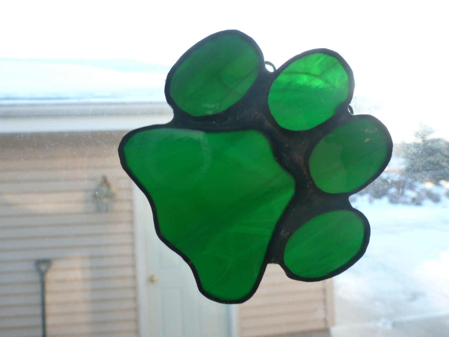 Stained Glass Dog Paw Print Shamrock by suncatchersandmore on Etsy