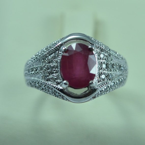 Awesome Natural Genuine Ruby Women Ring With White by ZeynepGems