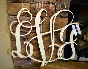 26 Inch Wooden Monogram, Letters, Home Decor, Weddings, Nursery Letters, Ready to be painted!