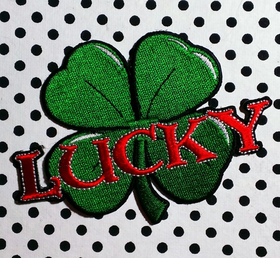 Iron-On ''LUCKY Four Leaf Clover Embroidered