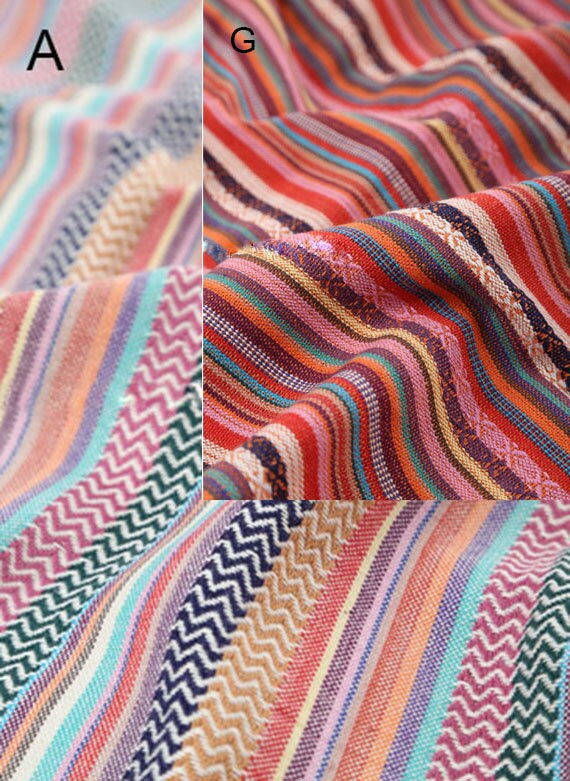 Stripy Cotton Fabric BOHO Bohemian fabric Upholstery fabric