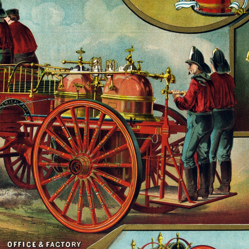 Fire Fighting Supply Ad Vintage Art Print Antique Advertising Sign