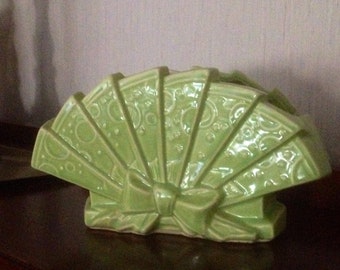 Vintage McCoy Green Fan Planter