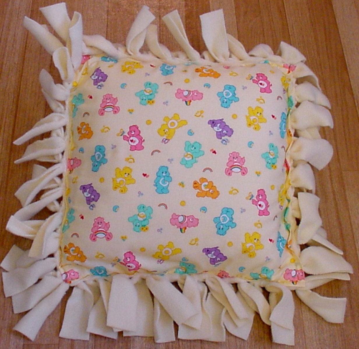 Handmade 16 Cotton Fleece Tie Pillow Care by UniqCreationCrafts