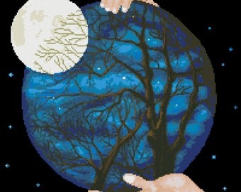 Eva's Designs: Night of the Big Moon - PDF counted cross stitch pattern