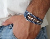 Men's Bracelet - Men's Anchor Bracelet - Men's Blue And White Bracelet - Mens Jewelry - Bracelets For Men - Jewelry For Men - Gift for Him