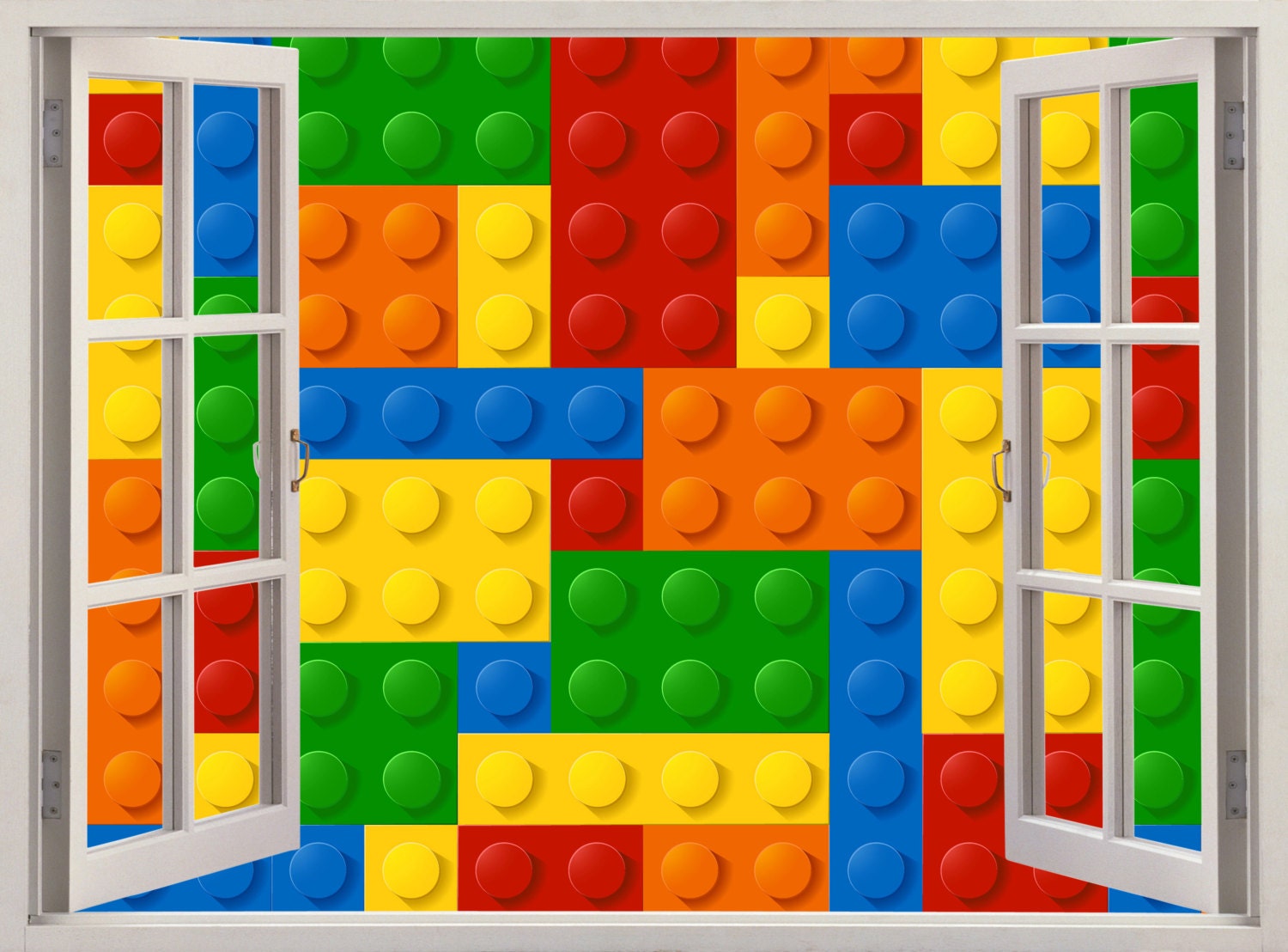 Lego wall decal 3D window colored building by 3DWindowWallStickers