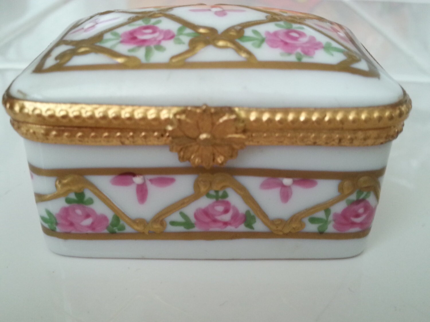 Rare Limoges Porcelain Box Hand Painter Pink by YourGreatestStory