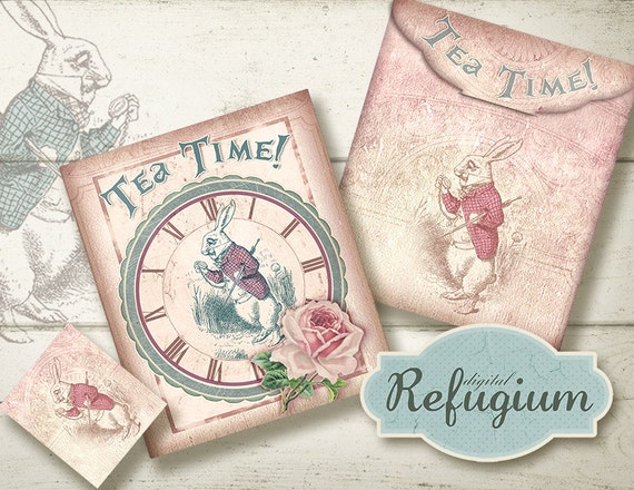printable tea bag envelope printable alice in wonderland