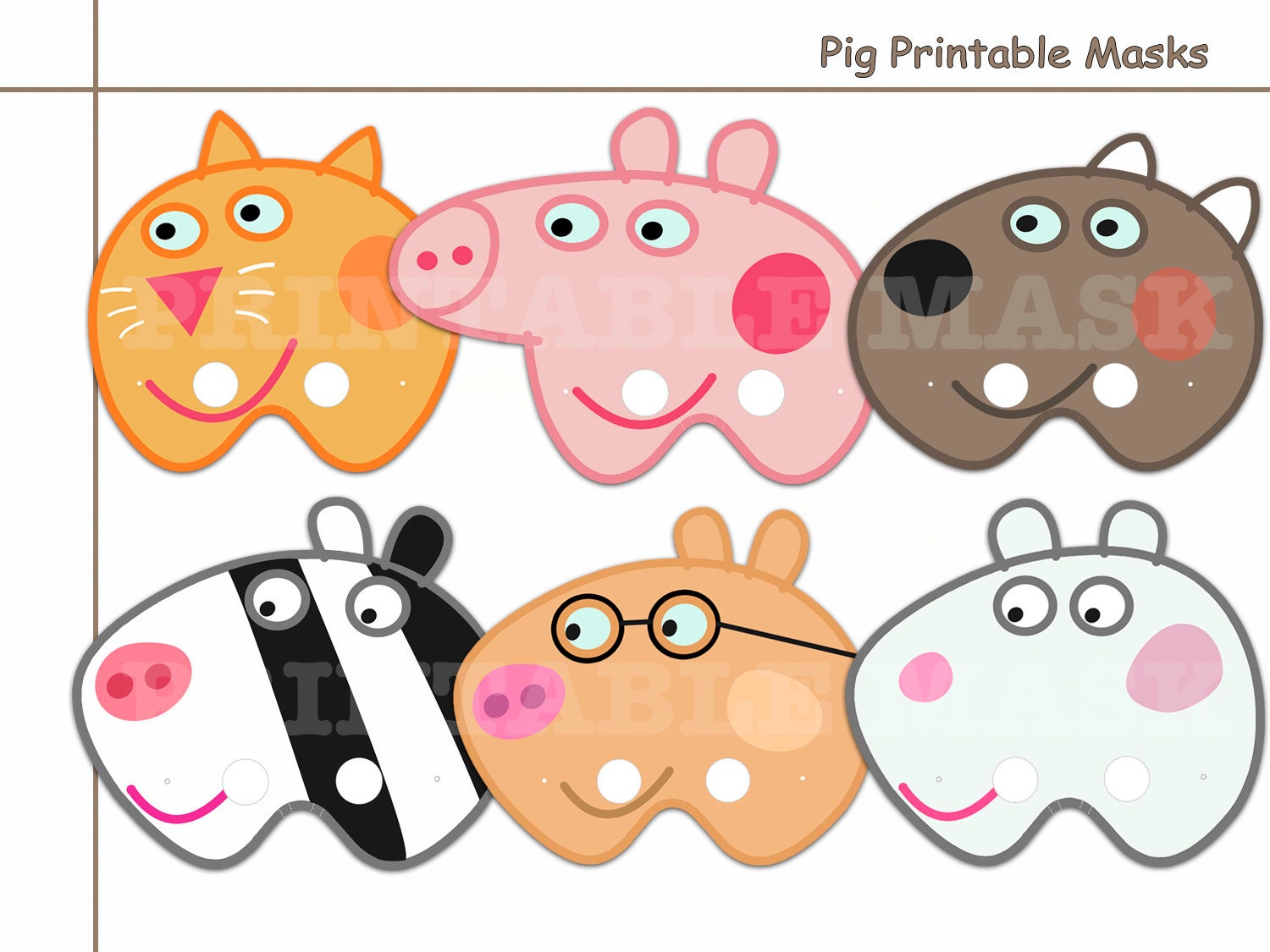 Unique Funny Pig Printable Masks party mask photo booth