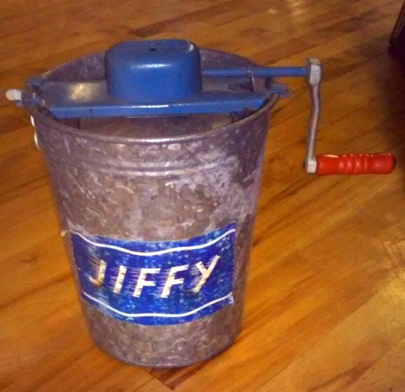 Vintage Jiffy Galvanized Metal Ice Cream Maker