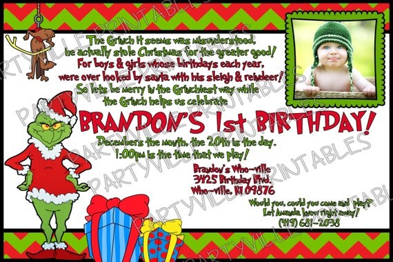 how the grinch stole christmas birthday invite