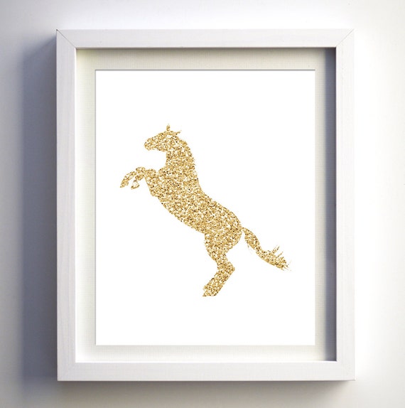 Gold glitter horse print gold horse silhouette horse art