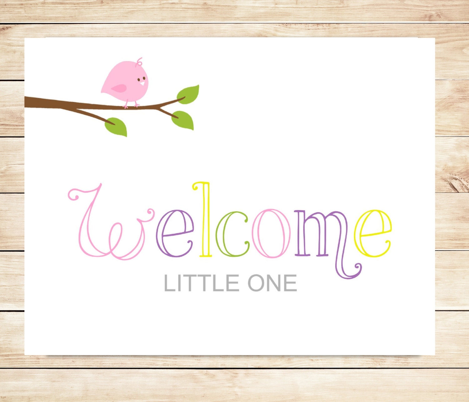 Printable New Baby Girl Welcome Card Instant Download Card