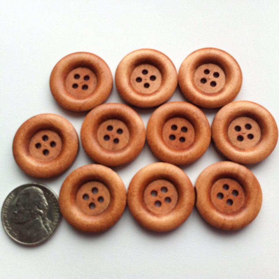 10 Wood Buttons 23mm Wooden buttons 7/8 inch Light