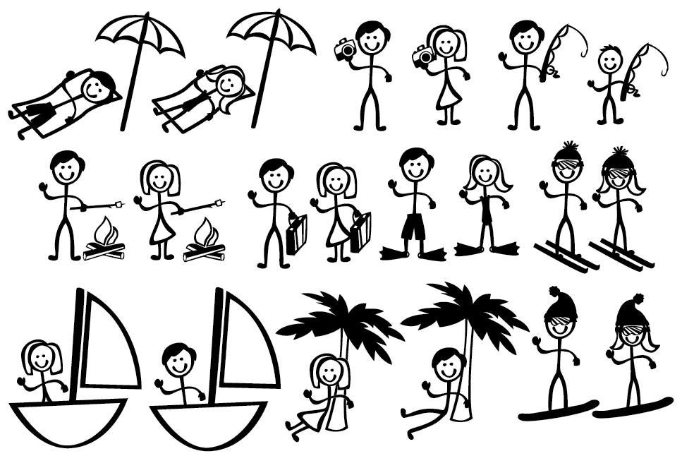 Download Stick Figure People Family (Vacation Themed) - Vector Art SVG Files (with Commercial License ...